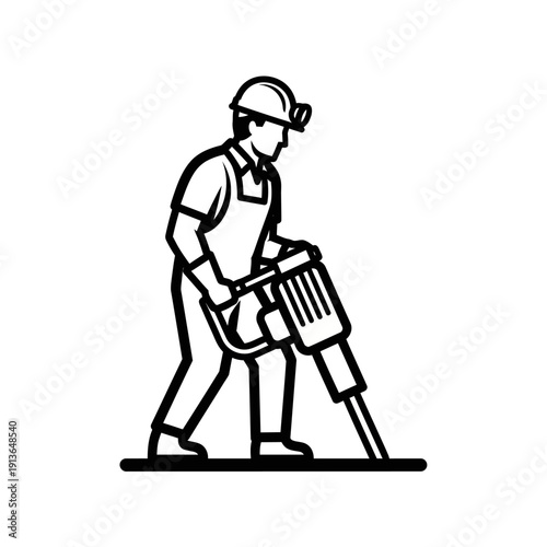 Construction worker operating a jackhammer on site.