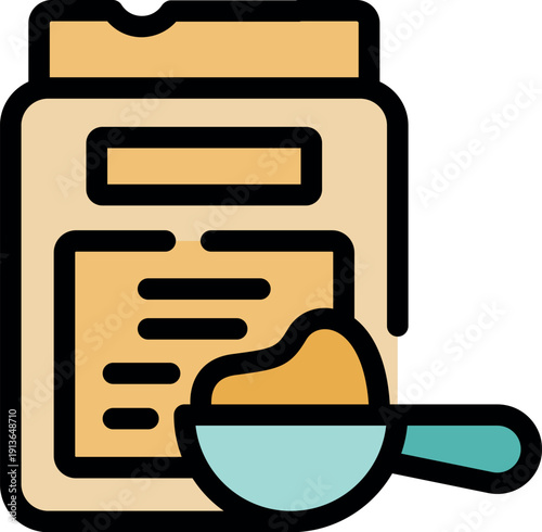 Protein powder box with scoop showcasing nutritional information, ideal for fitness, bodybuilding, and healthy lifestyles