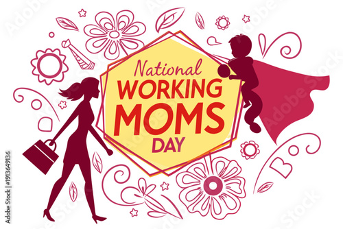 Working Moms Day Celebration Vector, Motherhood and Career Concept Illustration
