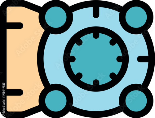 Round vault door with a combination lock securing money and valuables inside a bank, providing safety and protection