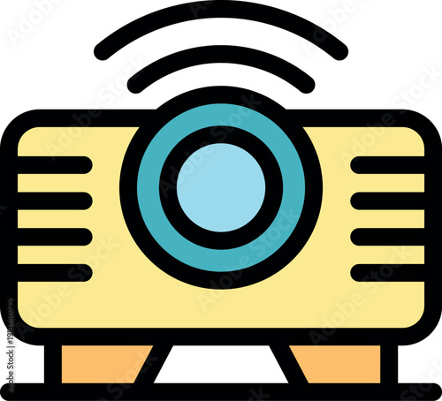 Wireless projector emitting signal, ideal for presentations, home theater, or entertainment purposes