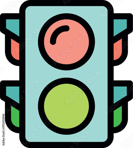 Green and red lights are illuminated on a traffic signal, creating a potentially hazardous situation for drivers