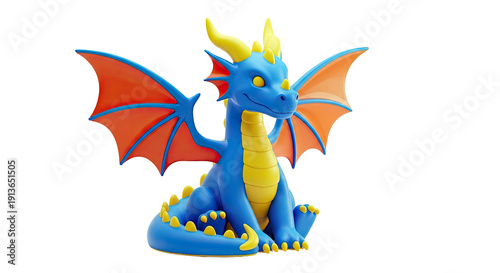 Blue and Orange Cartoon Dragon