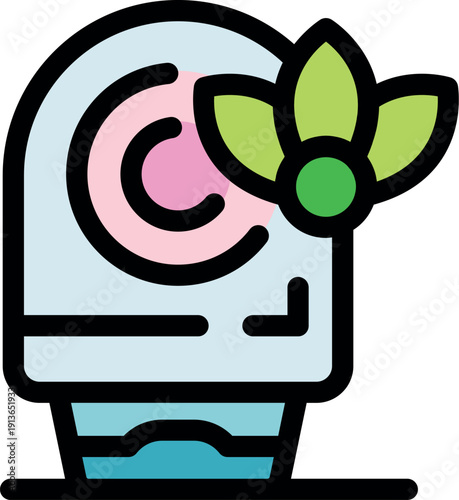 Eco friendly cream container with leaf symbol representing commitment to natural and sustainable beauty products