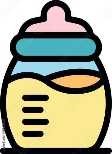 Baby bottle containing milk or infant formula, prepared for feeding a newborn or infant