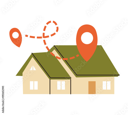 Home delivery service. Vector flat illustration of home in minimal style. Building, sweet home, real estate concept