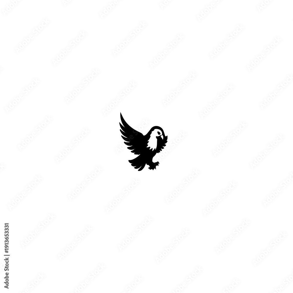 Fototapeta premium Majestic Flying Eagle Silhouette Icon - Wild Bird of Prey Vector Symbol for Logo and Design
