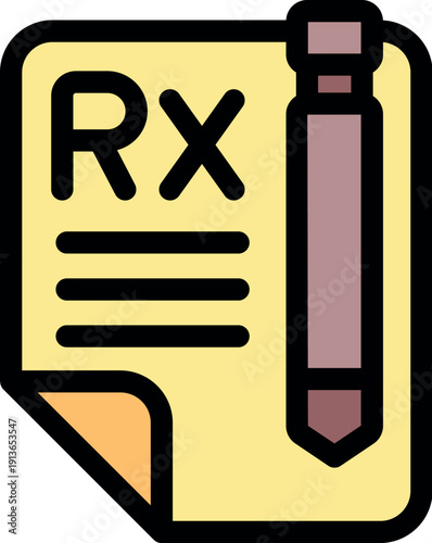 Medical prescription with rx symbol being written by doctor with pen, healthcare and medicine concept