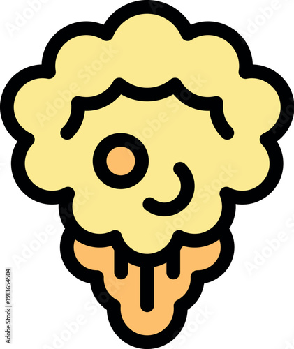 Cartoon character of a funny sheep ice cream winking and smiling