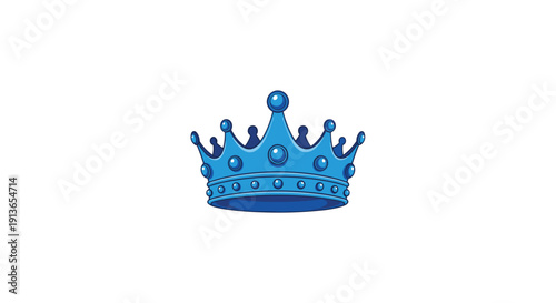 Simple blue crown adorned with numerous small spherical beads and rounded bumps on a white background.