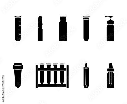 Medical Laboratory Glassware Silhouette Collection
