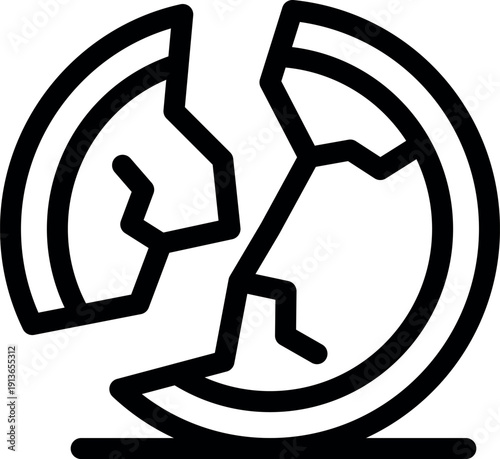 Broken planet earth icon representing global warming, symbolizing environmental damage and the urgent need for climate action