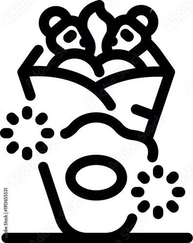 Shawarma or kebab, with meat, salad and sauce, wrapped in pita bread, being prepared on a vertical rotisserie