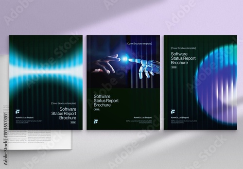 Brochure Cover Template & Front Page Design ft Abstract Glass Ripple Effect in Futuristic Tech Style