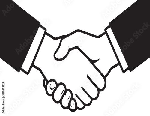 Vector illustration of a professional handshake between two businessmen symbolizing a successful business deal, partnership, and trust during a meeting to confirm a contract agreement