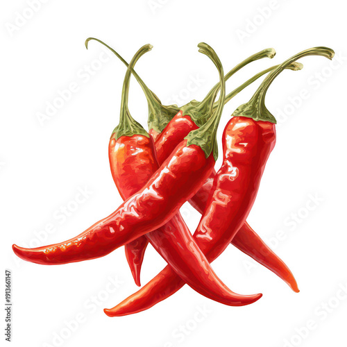 Cartoon Red Chili Peppers isolated on a transparent background