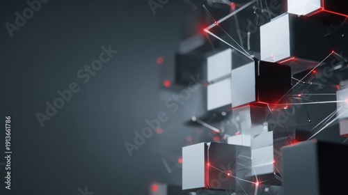 Abstract network of cubes with a futuristic design and dark background