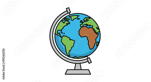 A Colorful Illustration of a Globe on a Stand.