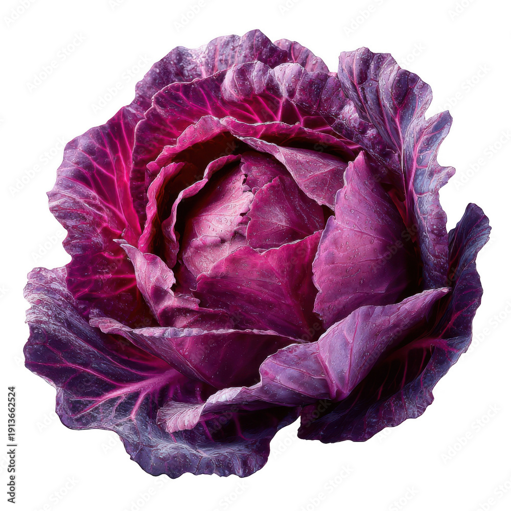 Obraz premium Detailed Red Cabbage isolated on a transparent background