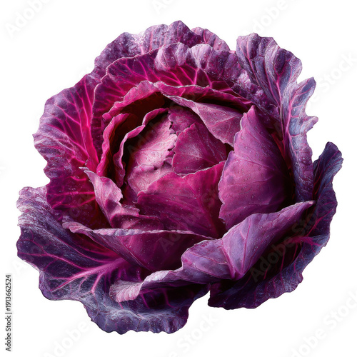 Detailed Red Cabbage isolated on a transparent background