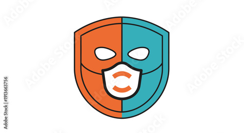 Abstract Shield Masked Face Graphic Design.
