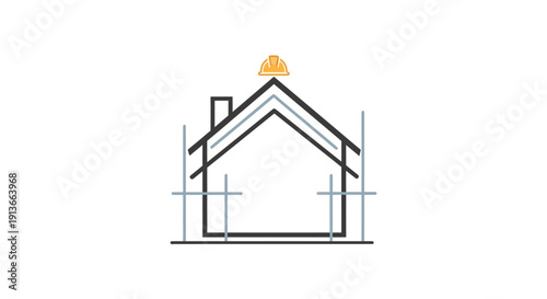 Architectural Drawing of a House with Construction Elements.