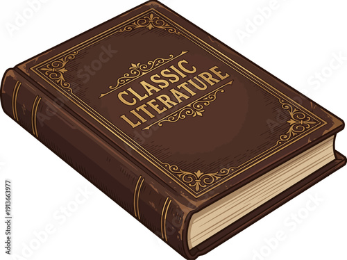 Retro Vintage Hardcover Book Illustration Clean Vector