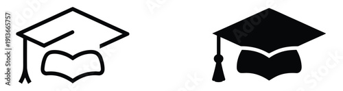 Graduation Cap icon, outline vector illustration of mortar board for educator, seminar, and class symbols, editable stroke, linear flat design isolated on white background, suitable for websites, apps