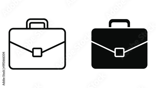 Briefcase icon set in black and white