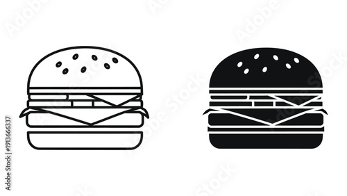 Black and white burger icons