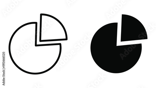 Two pie charts, one black and white, the other white and black