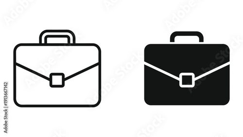 Briefcase icon set in black and white