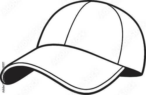 Tennis Cap View Black and White Line Art Illustration