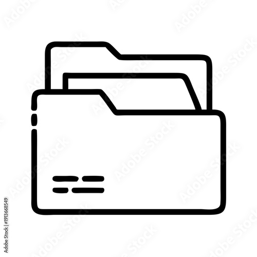File folder with documents in minimal design and black lines  