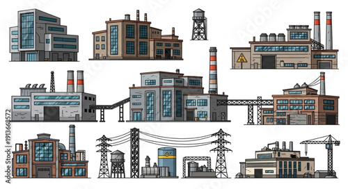 Collection of Industrial Factory Buildings and Structures.