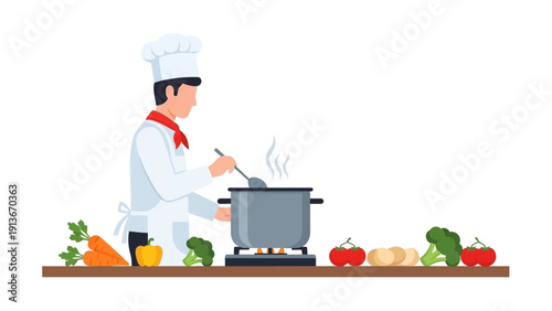 Chef Cooking Healthy Food