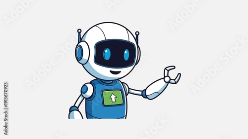 Friendly cartoon robot waving hello, futuristic technology concept