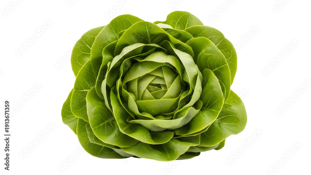 Obraz premium Fresh Green Lettuce Head Isolated On Black Background