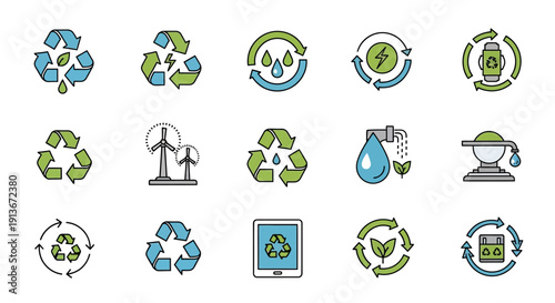 Environmental Sustainability Recycling Icons Collection