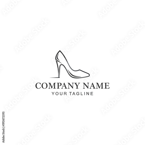 Elegant High Heel Shoe Logo Design Template.