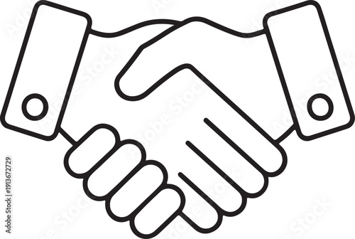 Vector line art handshake illustration white background