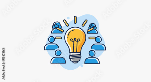 Teamwork idea light bulb innovation collaboration concept illustration