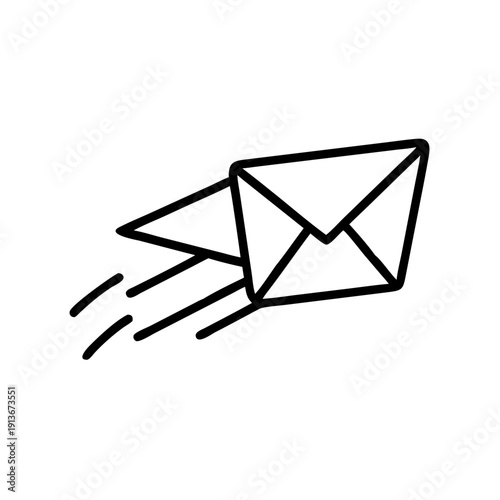 Envelope icon flying symbolizing communication and messaging  