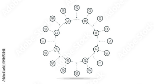 Business Process Cycle Diagram with Circular Workflow Steps and Connected Nodes Management Concept Illustration