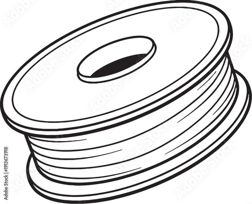 Badminton String Reel Spool Line Art 3D Lite Black White