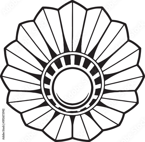 Badminton Shuttlecock Top View Line Art 3D Lite Black White