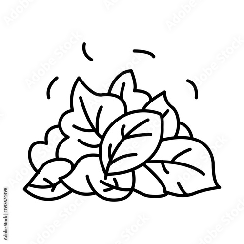 Leaf Compost Outline Icon – Organic Waste Recycling Line Vector