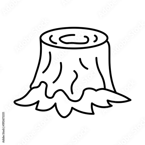 Tree Stump Outline Icon – Deforestation Concept Line Vector