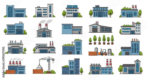 Collection of Modern Industrial Factory Buildings and Structures.