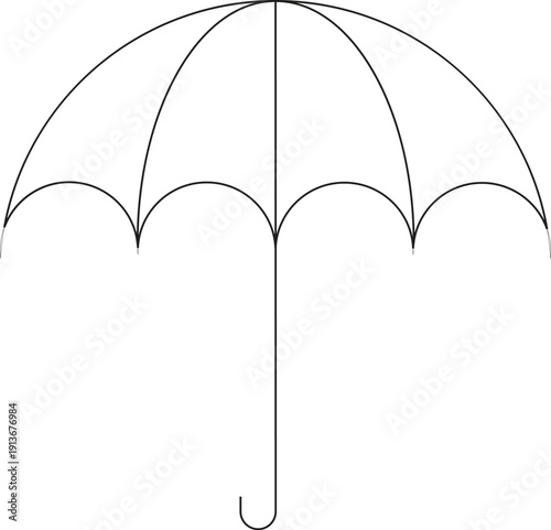 Black umbrella isolated on white background as a simple colorful weather protection icon illustration